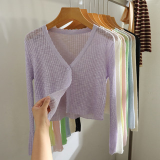 Áo len dệt kim chống nắng mỏng mùa hè dành cho nữ Áo len Cardigan ngắn thoáng khí hàng đầu