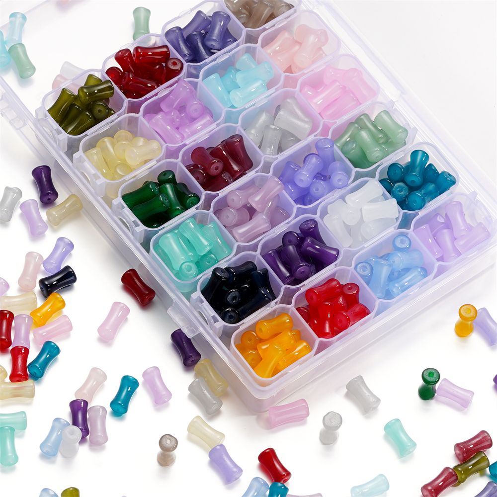 St.kunkka 30 Chiếc Chất Liệu Thủy Tinh Giả Ngọc Hiệu Ứng Hạt Tre Cho DIY Trang Sức Làm Vòng Tay Vòng Cổ