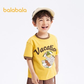 Balabala Áo Thun Trẻ Em Bé Trai Tay Ngắn Va Chạm 2024 Mới Xuân Hè Bé Gái Áo Cotton Hoạt Hình Triều