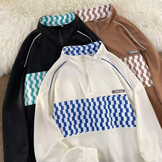 Mới Áo sweater Cổ polo Cách Nhiệt Dáng Rộng Dày Dặn Áo sweater form rộng Phong Cách Mỹ Cổ Điển áo sweater nam Thời Trang áo sweater có cổ Nam Nữ