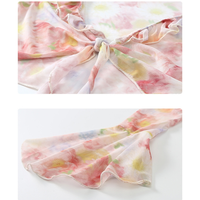 Bộ Đồ Bơi Ba Mảnh Tay Dài Chống Nắng In Họa Tiết Quyến Rũ Cho Nữ | BigBuy360 - bigbuy360.vn