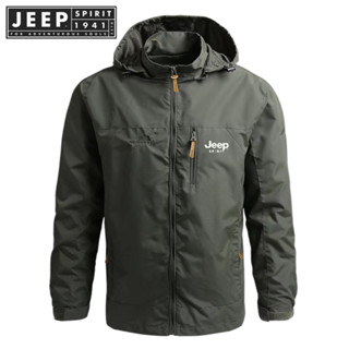 JEEP SPIRIT 1941 ESTD Quần áo leo núi ngoài trời Windproof Áo khoác trùm đầu không thấm nước