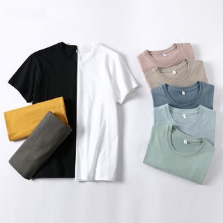 Áo thun Cotton ngắn tay cổ tròn Áo thun trẻ trung mùa hè Áo thun màu trơn thời trang Áo thun phổ biến