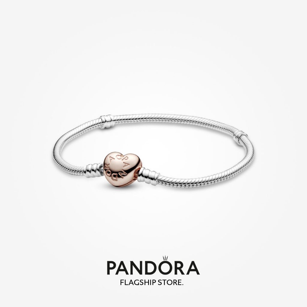 Chính Hãng 100% PANDORA S925 Bạc Trang Sức Vòng Tay Mặt Dây Chuyền Pandora Khoảnh Khắc Hoa Hồng Mạ V