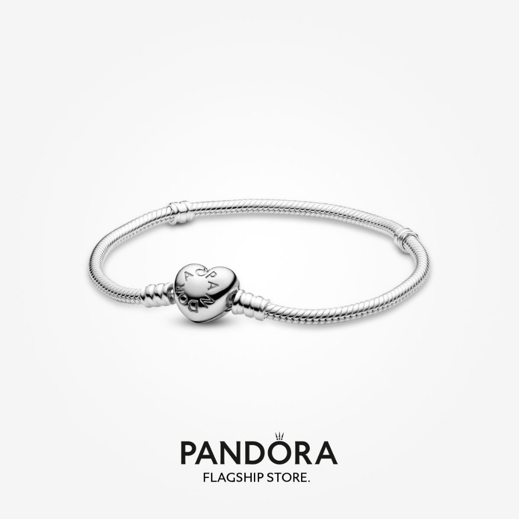 Mặt dây chuyền vòng tay trang sức bằng bạc PANDORA S925 đích thực Pandora _ Moments _ Heart _ Clasp 