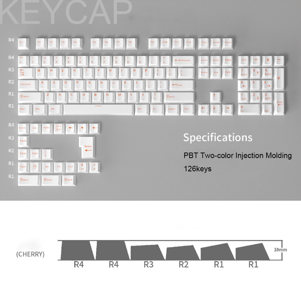 -LW- Keycap đơn giản 126 phím Bàn phím cơ tùy chỉnh Keycap CHERRY Profile PBT Doubleshot