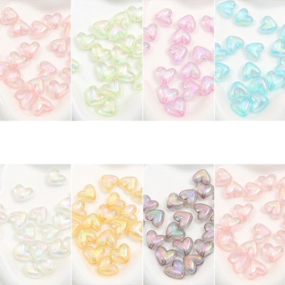5 Cái / túi Acrylic Trong Suốt Lấp Lánh Bột Phủ Hạt Màu Hình Tình Yêu Cho Vòng Cổ Vòng Tay DIY Trang Sức Làm Phụ Kiện