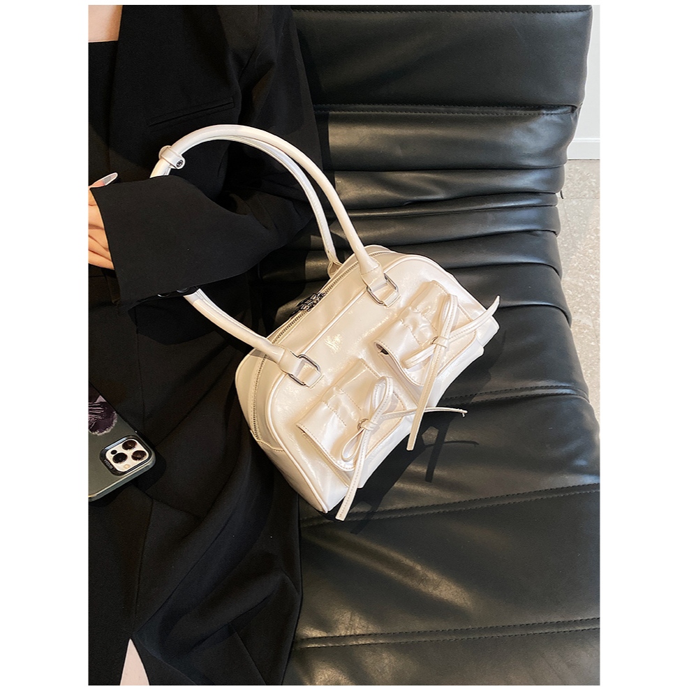 Yadou standoil Hàn Quốc Nơ Nách Boston Túi Tote Retro Dầu Sáp Da Đơn Giản Túi đeo dưới cánh tay | BigBuy360 - bigbuy360.vn