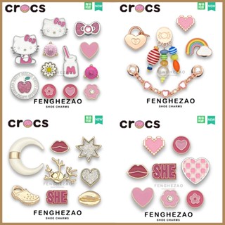Jibbitz, Sticker, Kim Loại Charm Crocs Phụ Kiện Giá Đỡ Giày Dép Tông Hồng Hình Hoa Sáng Tạo DIY