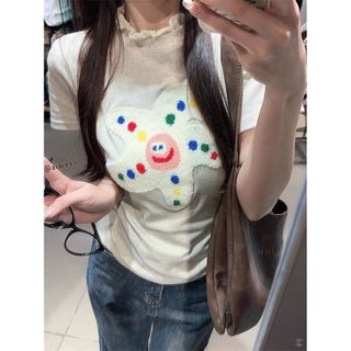 Ethelgirl Hàn Quốc Quần Áo Nữ Thời Trang Nối Hoạt Hình Áo Thun Tay Ngắn Thường Ngày Phù Hợp Với Hàng Đầu