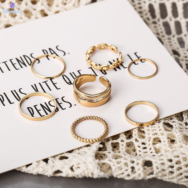 Miua🔮Set 7 nhẫn phong cách thời trang retro dành cho nữ