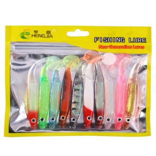 Hengjia 10 chiếc mềm mồi câu cá bộ mồi silicon bộ mồi nhân tạo giun với mắt 3d mồi câu cá