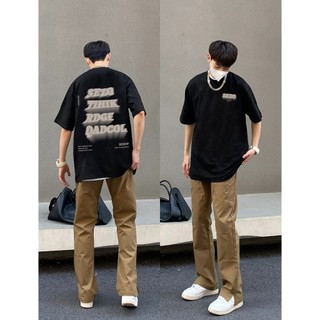 Pear DODO Thương hiệu địa phương Gradient In chữ 100% Cotton Oversize Áo thun Unisex tay ngắn 240309