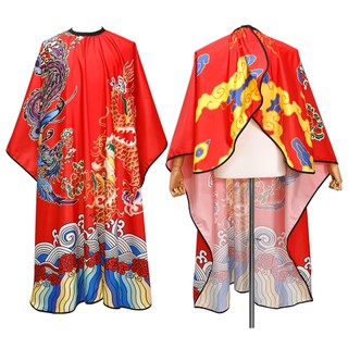 Hàng có sẵn#新品理发围布烫染理发店防静电成人家用美发店围布剪发围布不沾发防水红色龙凤围布