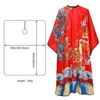 Hàng có sẵn#新品理发围布烫染理发店防静电成人家用美发店围布剪发围布不沾发防水红色龙凤围布
