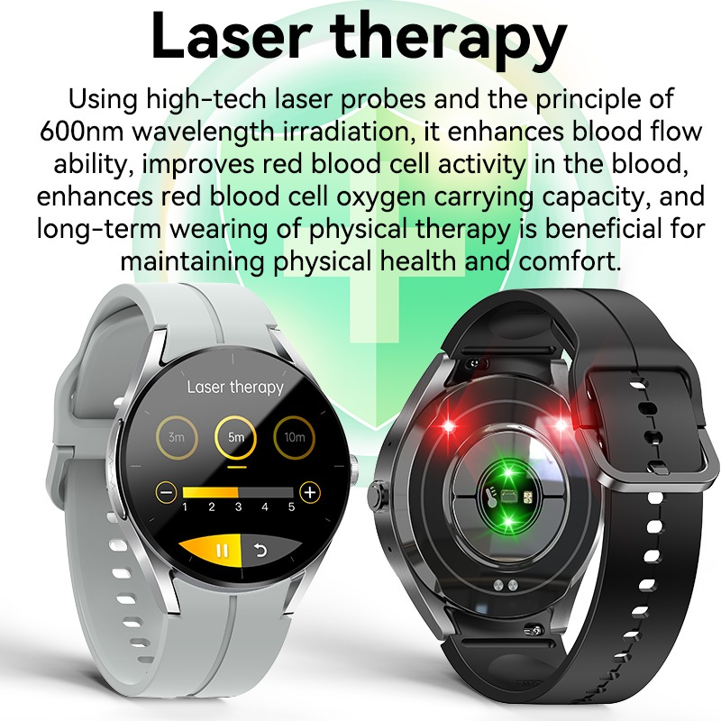 Đồng hồ thông minh KS05pro mới, vật lý trị liệu bằng laser, axit uric không xâm lấn, lipid máu, đường huyết, huyết áp, ECG, cuộc gọi Bluetooth, oxy trong máu, nhịp tim, đồng hồ sức khỏe thể thao
