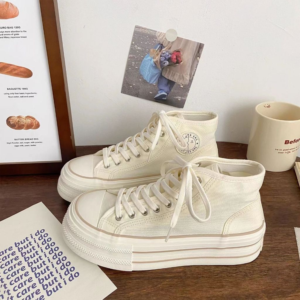 Thời trang phong cách mới giày vải high-top dày-soled casual