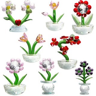 Mini pha lê hoa đồ trang trí thủ công nhà để bàn trang trí hoa tulip kim cương mặt trời hoa đào trái tim hoa nhánh làm vườn trang trí mềm mại