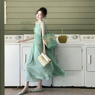 Hành quân | Váy Drape thanh lịch kiểu Pháp dành cho nữ Kỳ nghỉ hè Váy dây trắng