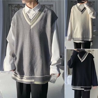 Áo sweater sát nách cổ V phong cách Anh quốc thời trang mùa thu trẻ trung cho nam