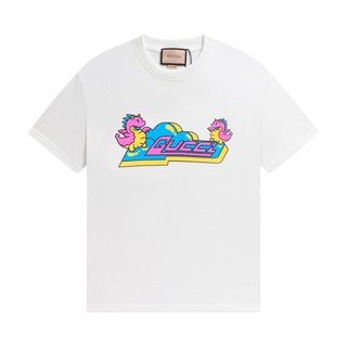 Áo thun ngắn tay mới thời trang cotton cỡ lớn áo thun cổ tròn hoạt hình in chữ cặp đôi áo thun