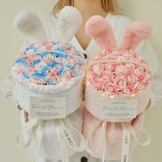 Tai Thỏ Hoa Hồng Bó Hoa Quà Tặng Cho Bạn Gái Xà Phòng Hoa Quà Tặng Sinh Nhật Cảm Giác Cao Cấp Ba Tám Nữ Thần Lễ Hội Quà Tặng