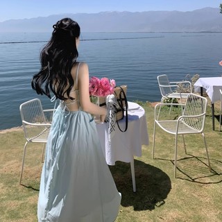 Porozi Váy chữ A hở lưng lãng mạn có dây buộc thắt lưng cho nữ