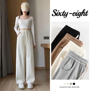 Sixty-eight🎀Quần ống rộng màu trắng Nữ Rời Thẳng Sweatpants Chuối NVZA065