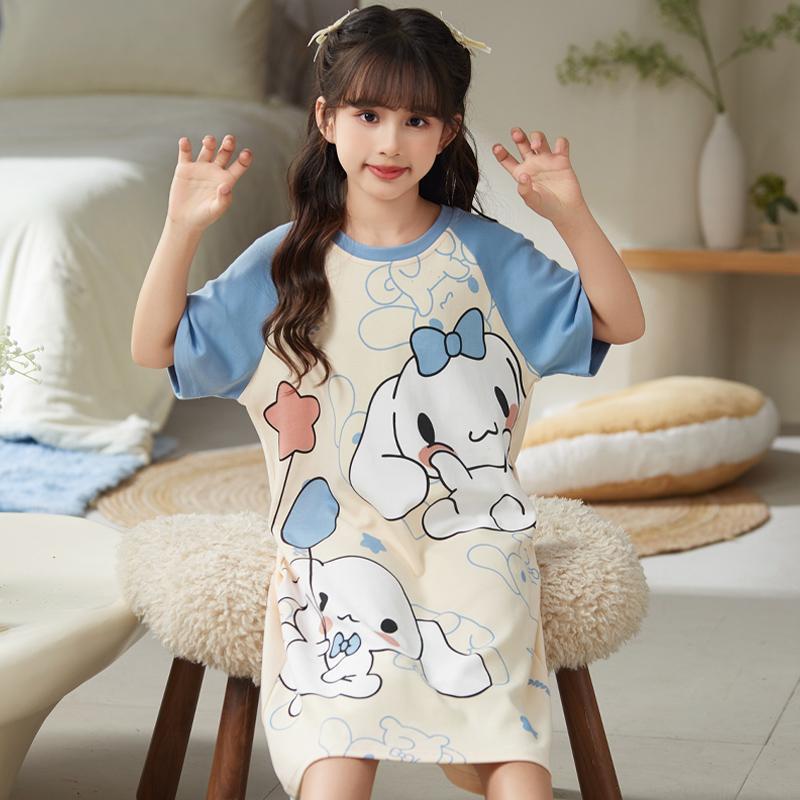 Cinnamoroll Hello Kitty Đồ Ngủ Trẻ Em Bé Gái Bộ Đồ Ngủ Cotton Homewear