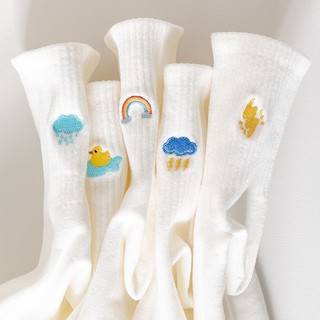 Đôi vớ FHYL cotton màu trơn in họa tiết hoạt hình khử mùi thời trang mới xinh xắn dành cho nữ
