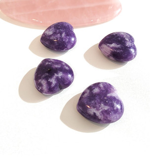 Lepidolite trái tim tím mica mặt dây chuyền pha lê thạch anh khắc 25 mm mini trái tim mặt dây chuyền đá tình yêu pha lê trang sức quà tặng cho bé gái