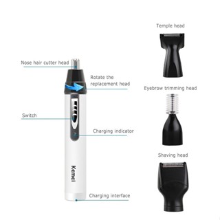 Kemei 4 Trong 1 Di Động Điện Mũi Tai Nam Dụng Cụ Chăm Sóc Da Mặt Có Thể Giặt Được Nam Lông Mày Bộ Tông Đơ Cắt Tóc KM-6650