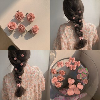 Mh thời trang ngọt hồng kẹp tóc series bé gái nơ đào camellia đào trái tim phụ kiện tóc