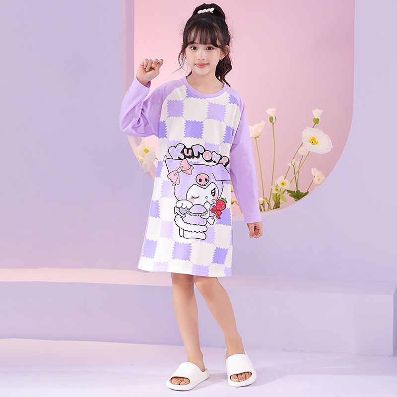 Kuromi Cinnamoroll Pompom Purin Đồ Ngủ Trẻ Em Bé Gái Bộ Đồ Ngủ Cotton Homewear