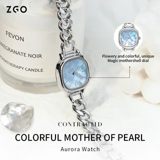 Đồng Hồ Nữ ZGO Màu Tím Vuông Nhẹ Nhàng Thanh Lịch Hộp Quà Tặng 2127