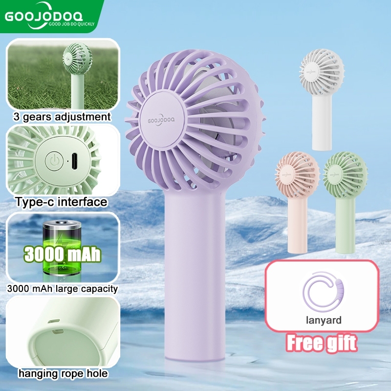 GOOJODOQ Quạt Mini cầm tay có thể sạc lại cho trẻ em đi học Sạc USB nhỏ tốc độ gió mạnh | BigBuy360 - bigbuy360.vn