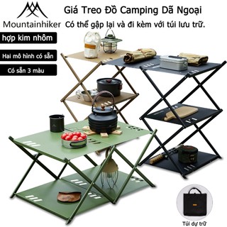 Kệ xếp 3 tầng dã ngoại gấp gọn,mountainhiker, giá treo đồ camping dã ngoại ,giá dã ngoại gấp nhôm szk512
