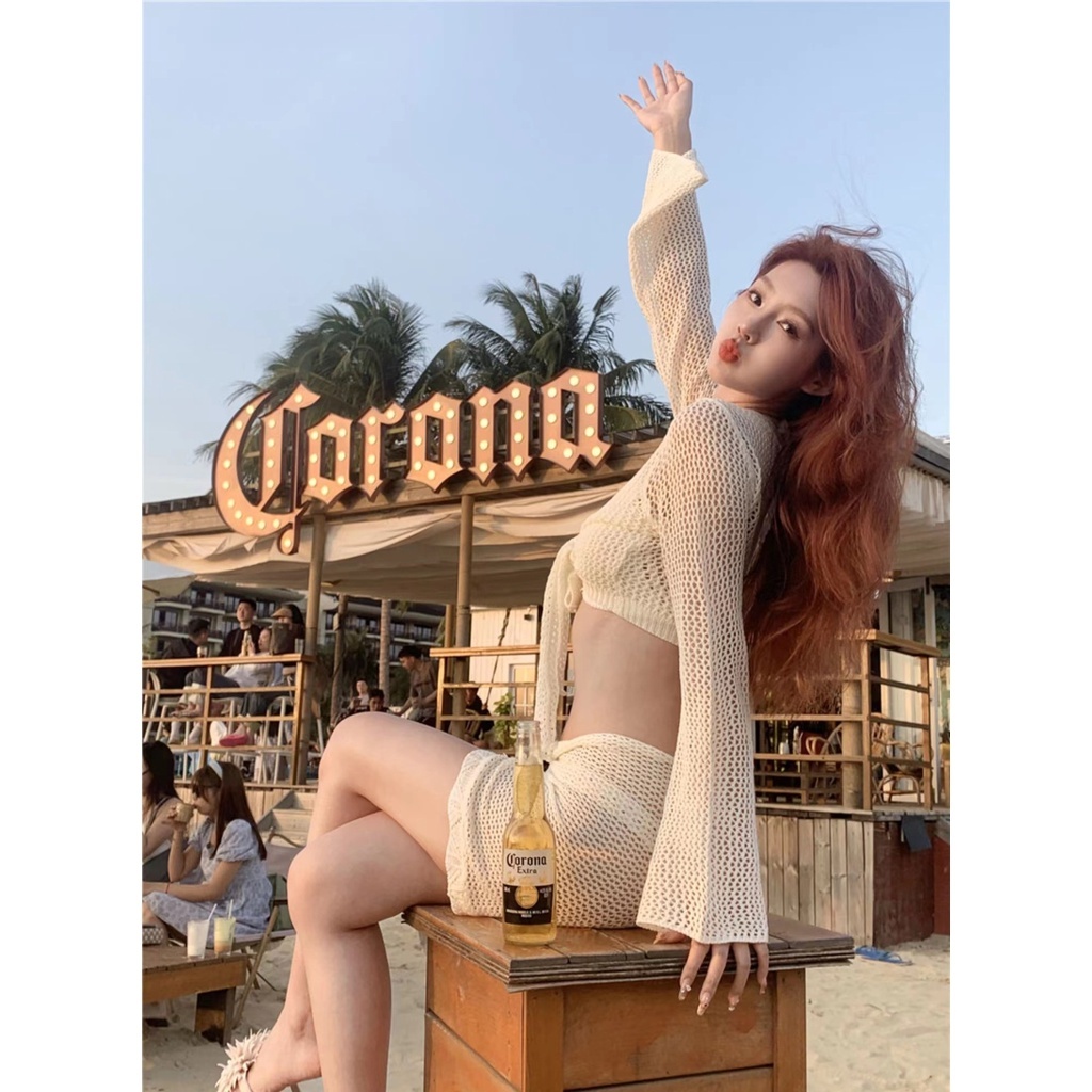 Bộ Đồ Bơi Bikini Bốn Mảnh Tay Dài Khoét Sâu Siêu Gợi Cảm Và Thích Hợp Đi Biển Cho Nữ | BigBuy360 - bigbuy360.vn