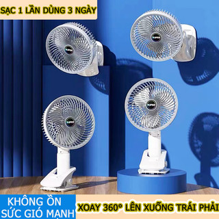 Quạt tích điện để bàn mini Super, quạt kẹp bàn, quạt cầm tay gấp gọn 3 tốc độ xoay 360 độ sạc USB, Nhỏ Treo Tường Để Bàn Mini Cầm Tay Quạt Điện