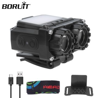 Boruit led cảm ứng đèn pha mini nắp kẹp đèn type-c sạc đầu đèn pin đèn làm việc cho cắm trại câu cá đèn lồng