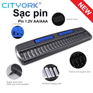 Pin 1.2vaa aaa ni-mh sạc lcd 24 khe thông minh pin sạc pin sạc ni-mh pin aa pin aaa sạc kép bộ sạc pin ni-mh