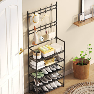 [Hàng Sẵn] Kệ sắt để giày dép - kệ đựng giày thông minh đa năng chữ L 5 tầng thông minh - Kệ để giày sắt dày đa năng có móc treo quần áo Blinglight