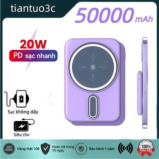 Sạc dự phòng không dây từ tính mini 50000mAh nguyên bản 100%, pin dự phòng di động siêu mỏng PD20W sạc nhanh cho máy bay du lịch
