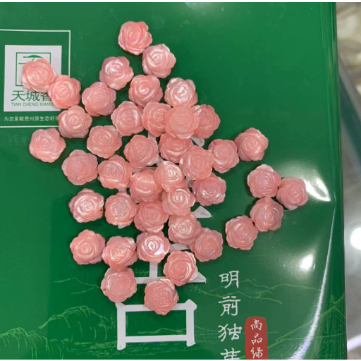 Set 3 Hạt Vỏ Sò Khắc Hình Hoa Hồng Làm Trang Sức DIY