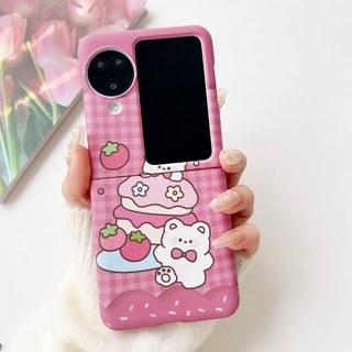 Ốp điện thoại gấp hình gấu bánh màu hồng cho Oppo Find N3 N2 Flip FindN3Flip FindN2Flip