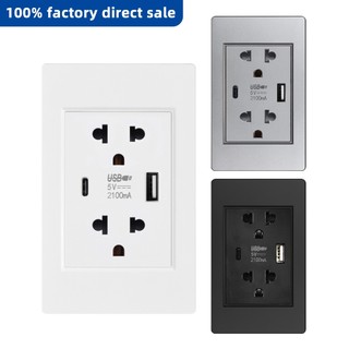VISWE ổ cắm usb ổ điện 3 chấu ổ cắm chia điện ổ cắm âm tường，118*72mm tấm nhựa