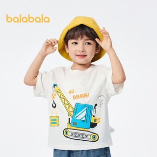 Balabala Bé Trai Tay Ngắn Trẻ Em Áo Thun Cho Bé 2024 Mới Xuân Hè Trẻ Em Quần Áo Cotton Hoạt Hình Triều