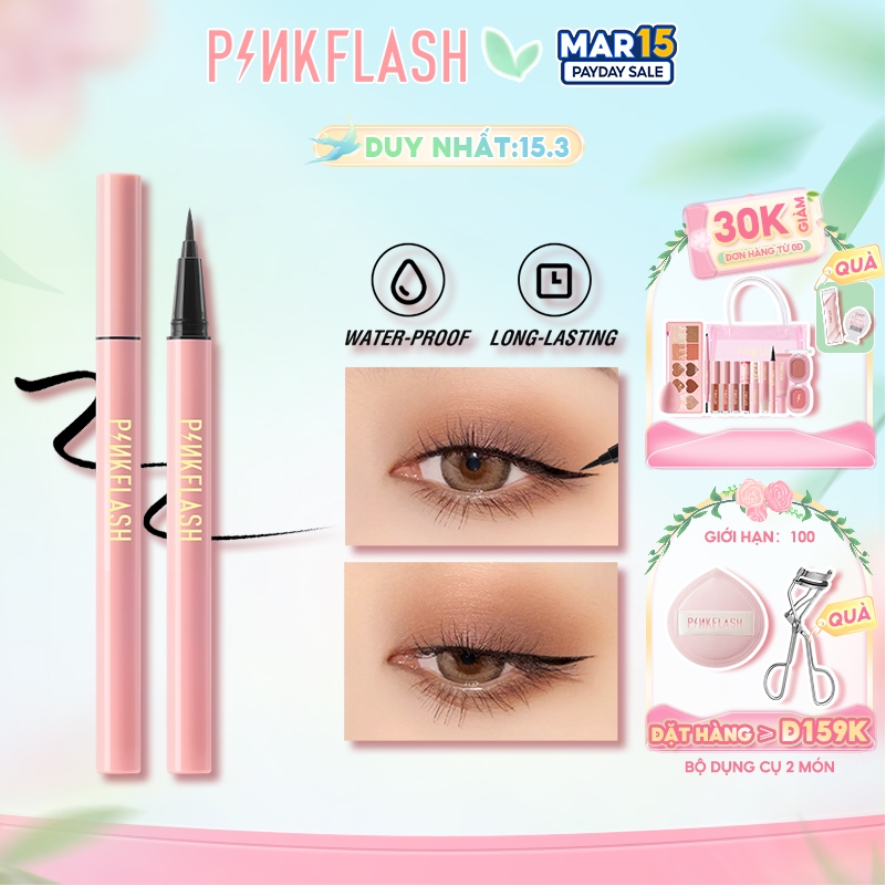 Bút kẻ mắt Pinkflash dạng lỏng nhanh khô màu đen màu nâu chất lì chống nước lâu trôi 30g