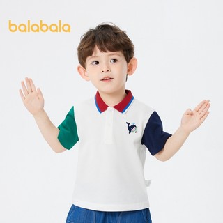 Balabala Bé Tay Ngắn Bé Trai Trẻ Em Áo Trẻ Em Áo Đáy Va Chạm Màu Thoải Mái Mùa Hè Quần Áo