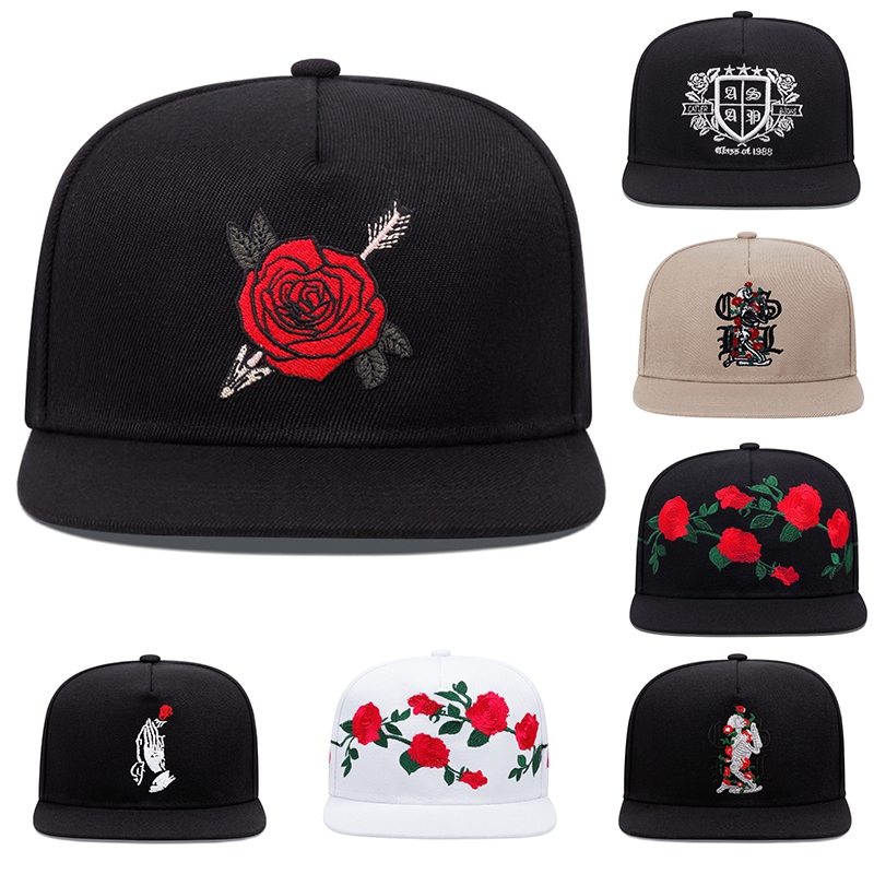 Mũ thêu hoa hồng cổ điển dành cho nam chất lượng cao Mũ Hip Hop snapback ngoài trời thông thường che nắng Mũ dành cho nữ có thể điều chỉnh